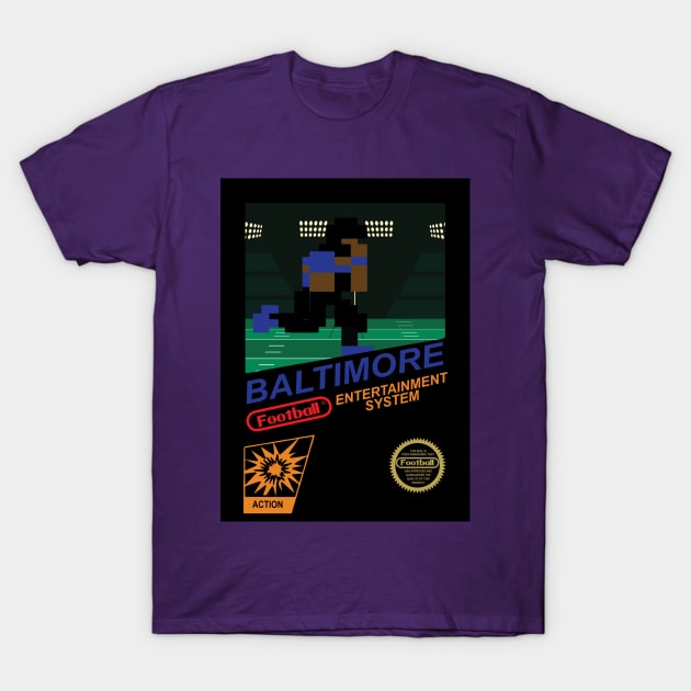 Baltimore Football Team - NES Football 8-bit Design T-Shirt by mymainmandeebo